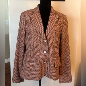 Sundance Houndstooth Ruched Front Blazer